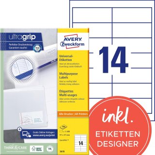 AVERY Zweckform Universal-Etiketten 97 x 37 mm weiß 1.400 Etiketten