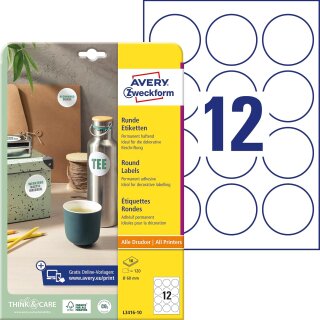 AVERY Zweckform Kennzeichnungs-Etiketten Durchmesser: 60 mm 120 Etiketten