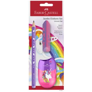 FABER-CASTELL Schreibset Einhorn Jumbo violett 3-teilig