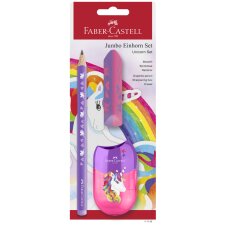 FABER-CASTELL Schreibset Einhorn Jumbo violett 3-teilig