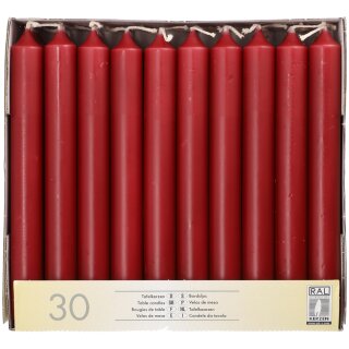 STARPAK Tafelkerzen 21 mm bordeaux 30er Pack
