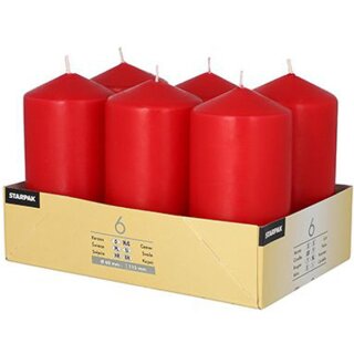 STARPAK Stumpenkerze Durchmesser: 60 mm rot 6 Stück