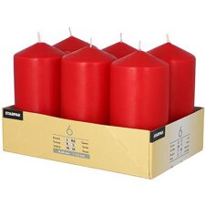 STARPAK Stumpenkerze Durchmesser: 60 mm rot 6 Stück