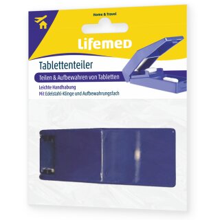 Lifemed Tabletten-Teiler mit Aufbewahrungsfach blau