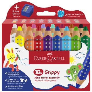 FABER-CASTELL Dreikant-Buntstift Grippy 16er Kartonetui