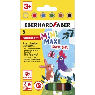 EBERHARD FABER Buntstift 3in1 Jumbo MINI MAXI 6er Etui