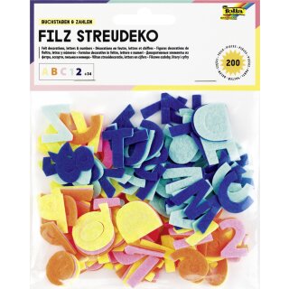folia Filz-Streudeko "Buchstaben & Zahlen" 200 Teile