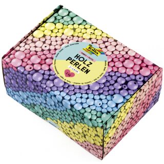 folia Holzperlen-Mix PASTEL Jumbobox 1 kg