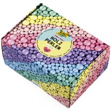 folia Holzperlen-Mix PASTEL Jumbobox 1 kg