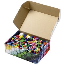 folia Pompons-Mix Glitter Jumbobox 300 g sortiert