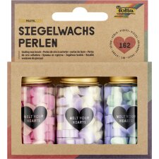 folia Siegelwachs-Perlen PASTEL 3 Dosen farbig sortiert