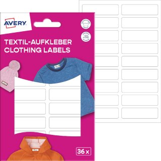 AVERY Textil-Etiketten 13 x 45 mm weiß 36 Etiketten auf 2 Bögen
