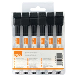 nobo Whiteboard-Marker schwarz 6er Set