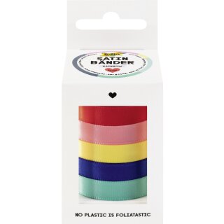 folia Satinbänder-Set RAINBOW farbig sortiert 5 Bänder