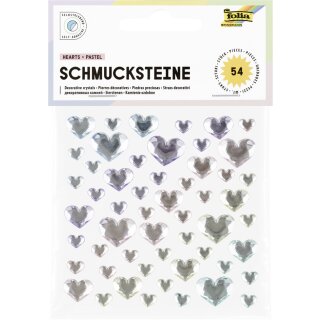 folia Schmucksteine HEARTS PASTEL selbstklebend 54 Stück auf 1 Blatt