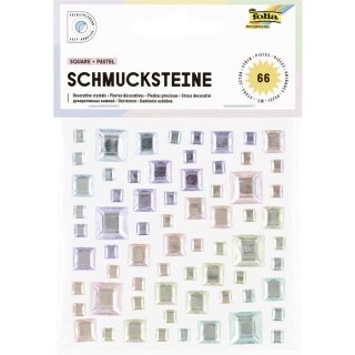folia Schmucksteine SQUARE PASTEL selbstklebend 67 Stück auf 1 Blatt