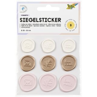 folia Siegel-Sticker ROMANTIC Größen und Farben sortiert 1 Blatt à 9 Sticker