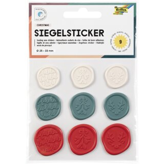 folia Siegel-Sticker CHRISTMAS Größen und Farben sortiert 1 Blatt à 9 Sticker