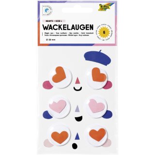 folia Wackelaugen HEARTS Größe L selbstklebend 6 Stück