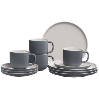 Ritzenhoff & Breker Kaffeeservice JASPER grau 12-teilig aus Steinzeug