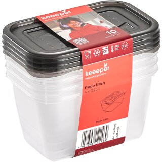 keeeper Frischhaltedose "fredo fresh" 4x 0,75 Liter eckig