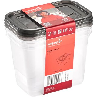 keeeper Frischhaltedose "fredo fresh" 3x 1,0 Liter eckig