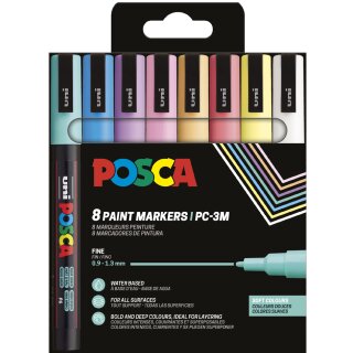 POSCA Pigmentmarker PC3M softe Farben 8er Etui