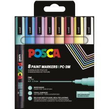 POSCA Pigmentmarker PC3M softe Farben 8er Etui