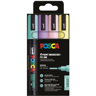 POSCA Pigmentmarker PC5M softe Farben 4er Etui