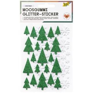 folia Moosgummi Glitter-Sticker CHRISTMAS 53 Stück auf 2 Bögen