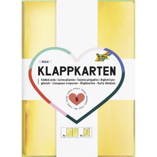 folia Klappkarten-Set 105 x 150 mm gold metallic 5 Stück
