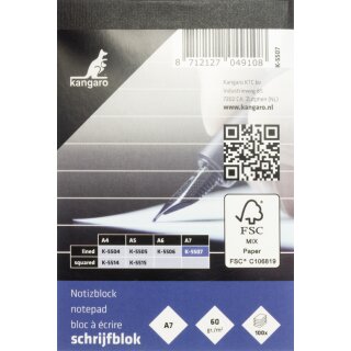 kangaro Notizblock DIN A7 liniert 100 Blatt
