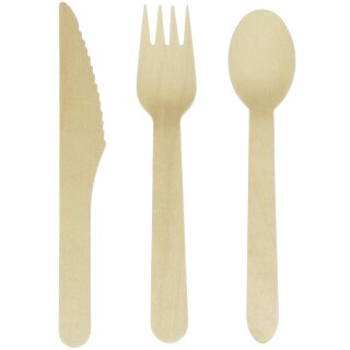 kangaro Einweg-Besteck-Set aus Holz 200-teilig biologisch abbaubar