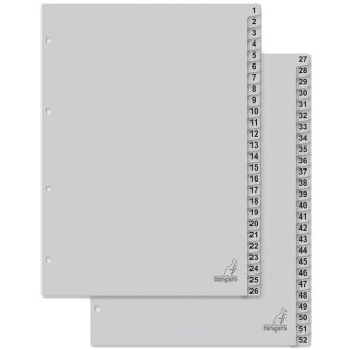kangaro Karton-Register ECO Zahlen 1-52 DIN A4 52-teilig