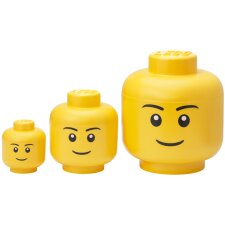 LEGO Aufbewahrungskopf-Set STORAGE HEAD BOY 3-teilig gelb