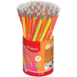 Maped Bleistift NEON mit Radierer HB 72er Köcher
