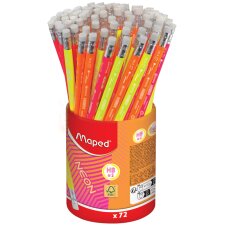 Maped Bleistift NEON mit Radierer HB 72er Köcher