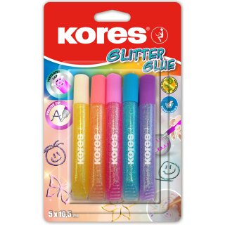 Kores Glitzerkleber "Glitter Glue" Pastellfarben 5 Tuben á 10,5 ml