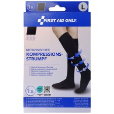FIRST AID ONLY Kompressions-Strumpf kniehoch L schwarz