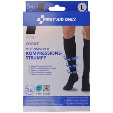 FIRST AID ONLY Kompressions-Strumpf SPORT kniehoch L schwarz