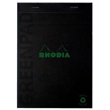 RHODIA Notizblock GREENPAD DIN A4 kariert schwarz 70 Blatt
