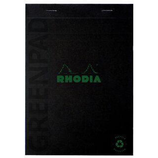 RHODIA Notizblock GREENPAD DIN A4+ kariert schwarz 70 Blatt