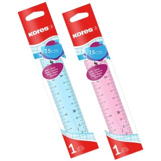 Kores Flachlineal 150 mm transparent zufällige Farbe (1 Stück)