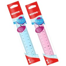 Kores Flachlineal 150 mm transparent zufällige Farbe...