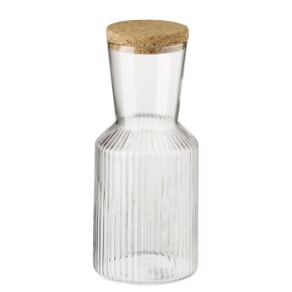 APS Glaskaraffe LINES 0,5 Liter glasklar inkl. Deckel aus Kork