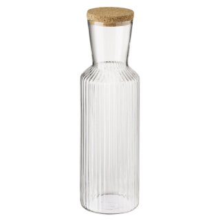 APS Glaskaraffe LINES 1,0 Liter glasklar inkl. Deckel aus Kork