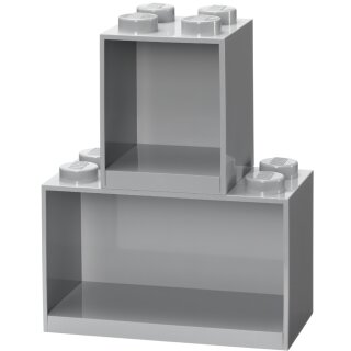 LEGO Bausteinregal-Set BRICK SHELF 2-teilig grau