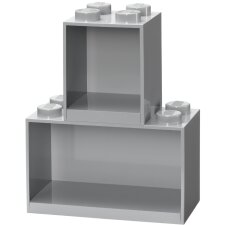 LEGO Bausteinregal-Set BRICK SHELF 2-teilig grau