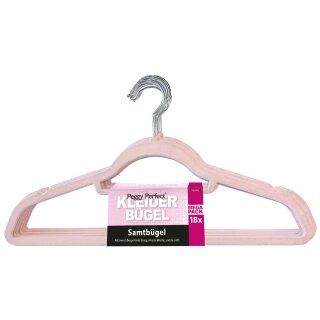 Peggy Perfect Kleiderbügel "Samtbügel" mit Steg 18er Pack zufällige Farbe