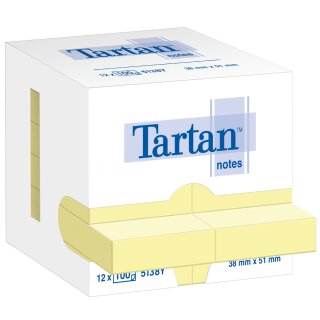 Tartan Notes Haftnotizen 38 x 51 mm hellgelb 12 Blöcke á 100 Blatt